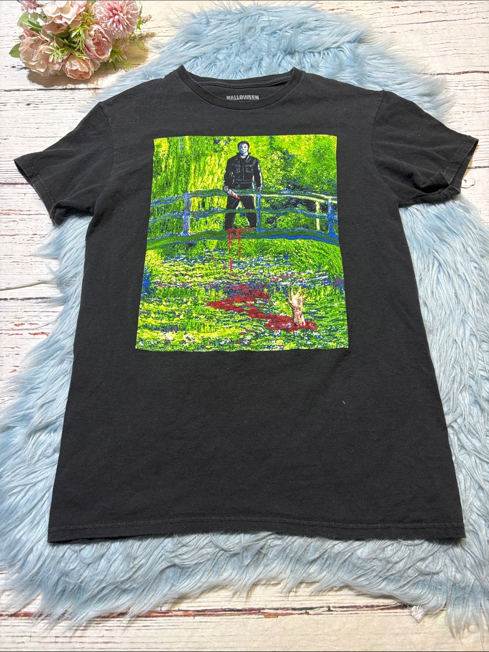 Halloween Graphic Black Short Sleeve Tee sz S